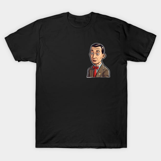 pee wee herman in suit and red tie - sticker style T-Shirt by Maverick Media